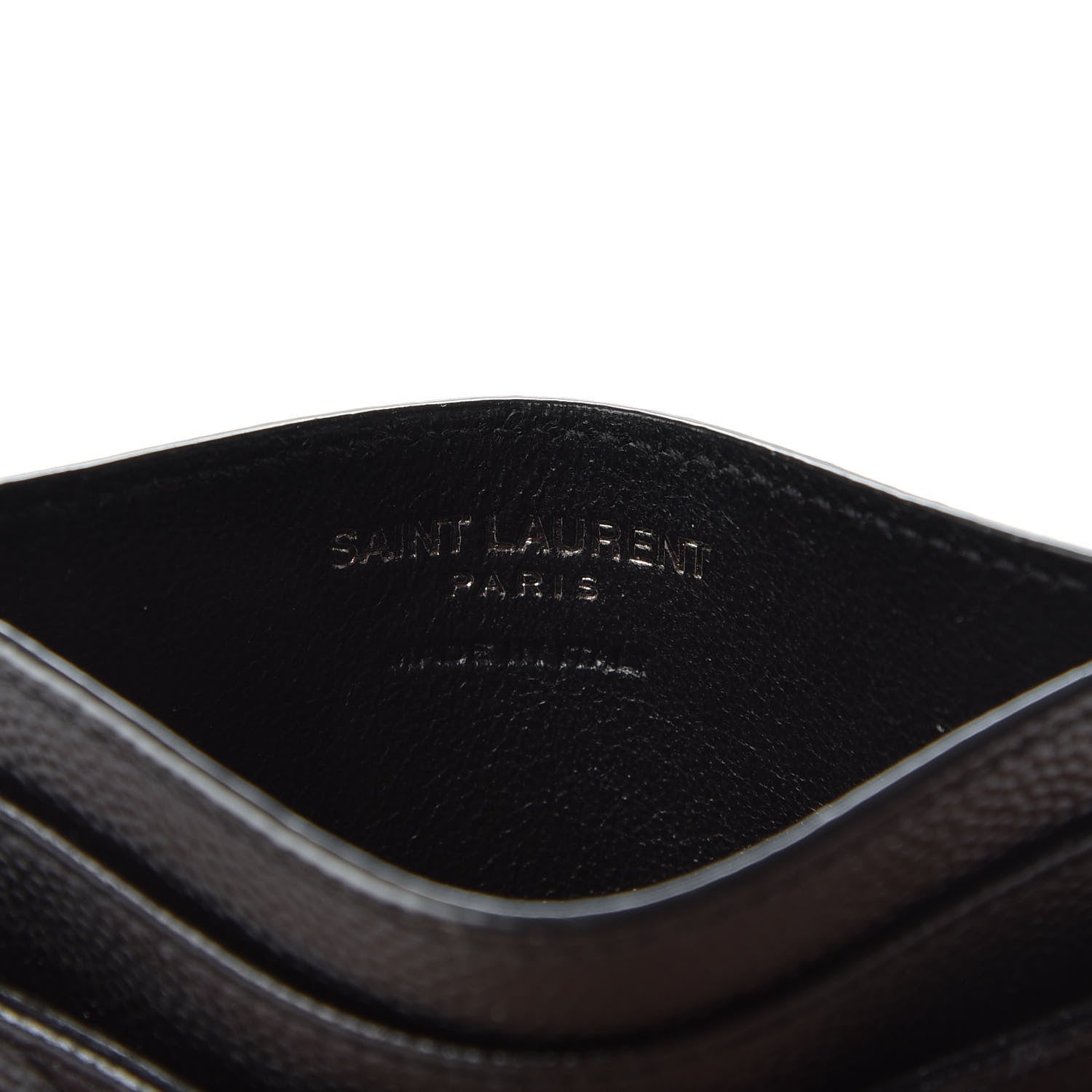 Saint Laurent Grain De Poudre Matelasse Chevron Monogram Credit Card Case Black 5 of 6