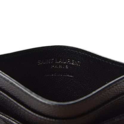 Saint Laurent Grain De Poudre Matelasse Chevron Monogram Credit Card Case Black 5 of 6
