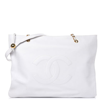Chanel Caviar Large CC Shoulder Bag White 1 of 16