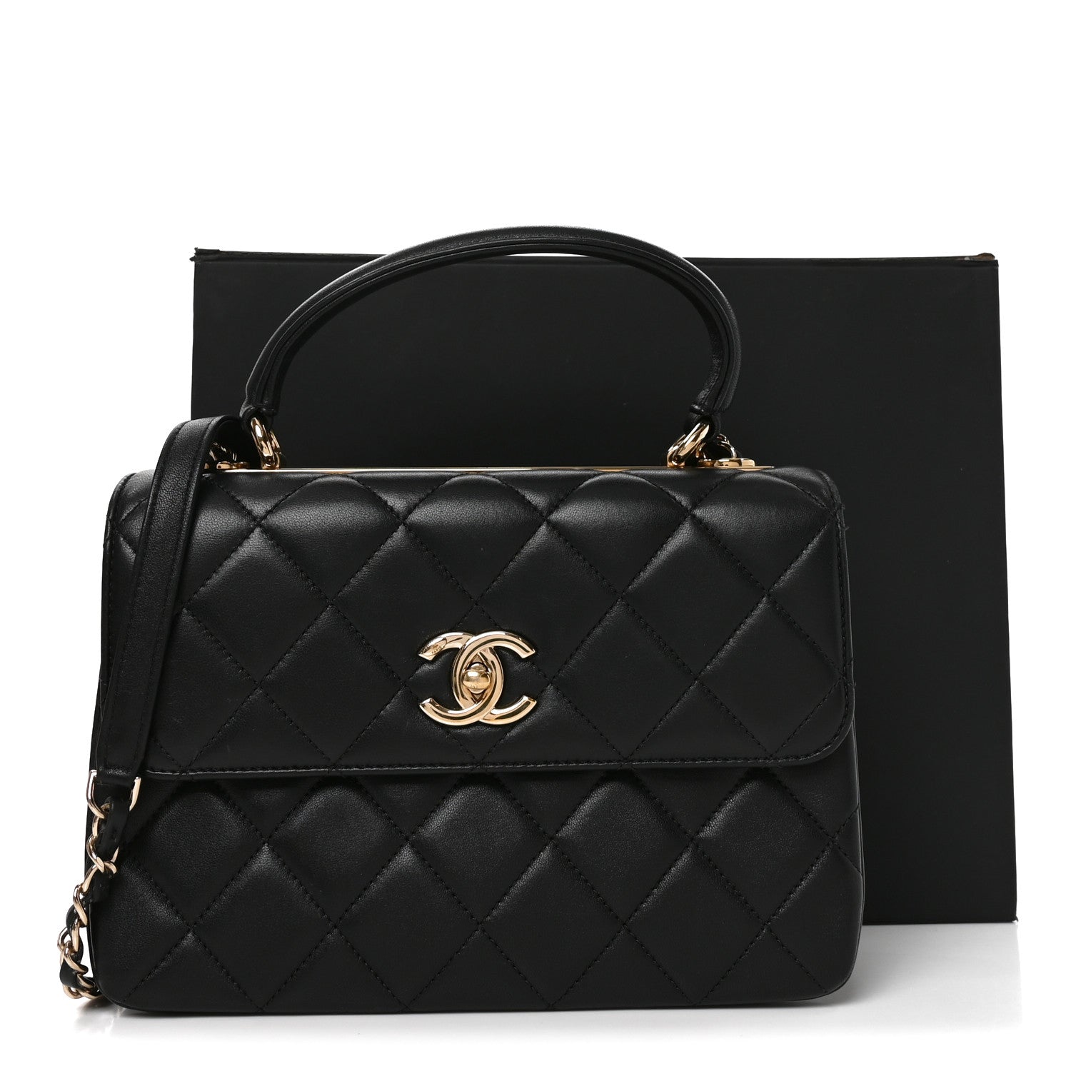 Chanel Lambskin Quilted Small Trendy CC Dual Handle Flap Bag Black Black 11 of 11
