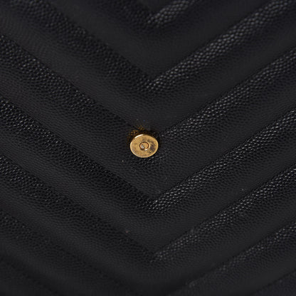 Saint Laurent Grain De Poudre Matelasse Chevron Monogram Shopping Bag Black 12 of 23