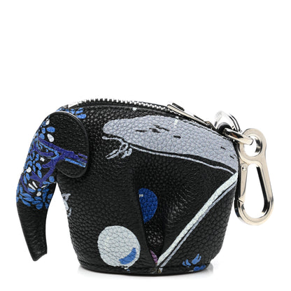 Loewe Calfskin Circus Print Elephant Coin Purse Bag Charm Key Holder Black Multicolor 1 of 6