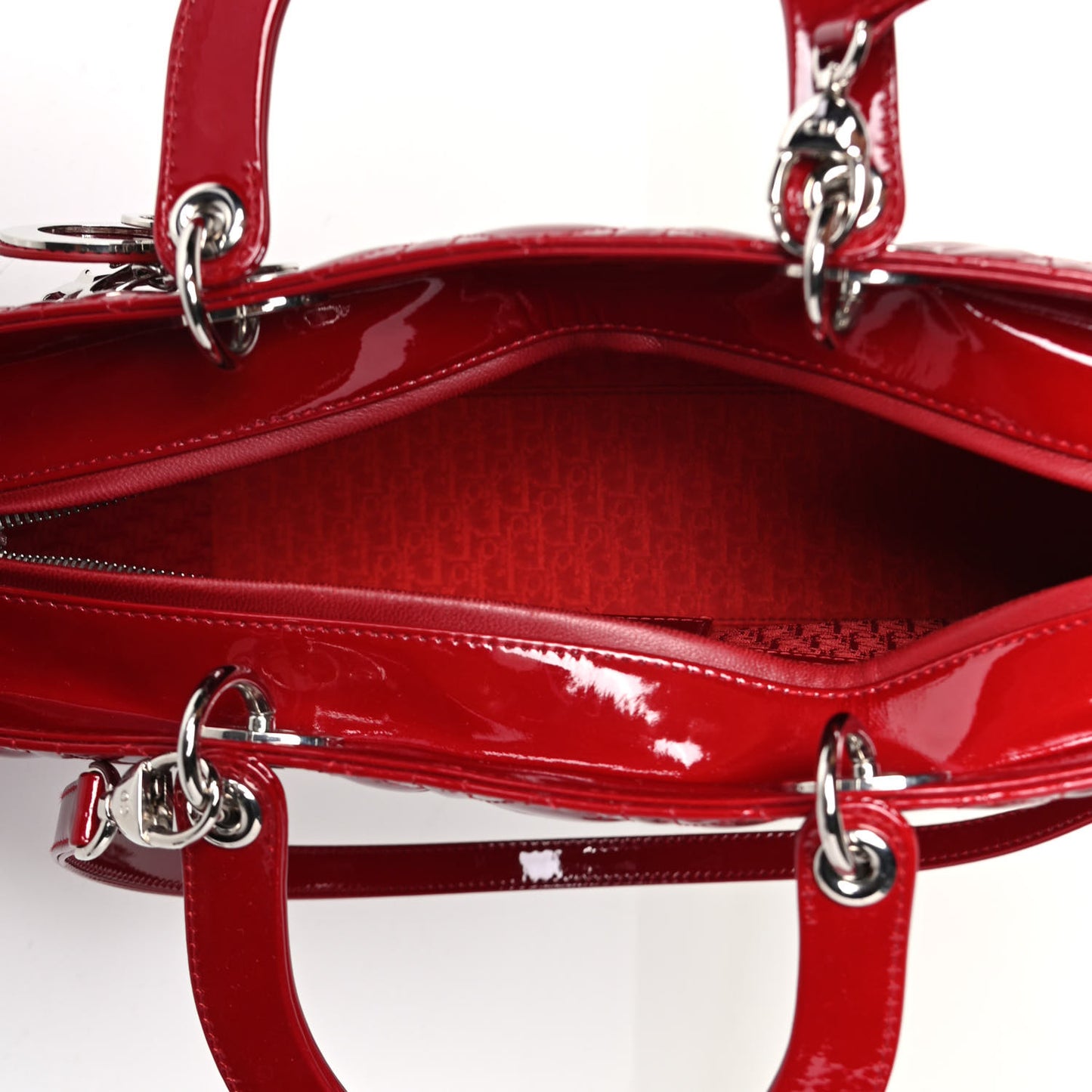 Patent Cannage Large Lady Dior Red