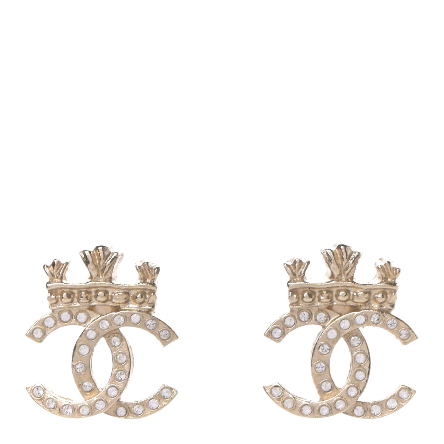Crystal CC Crown Earrings Gold