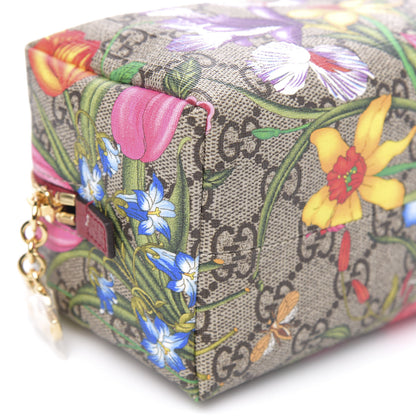Gucci Soft GG Supreme Monogram Flora Calfskin Medium Ophidia Cosmetic Case Beige Ebony Multicolor Rosso 8 of 12