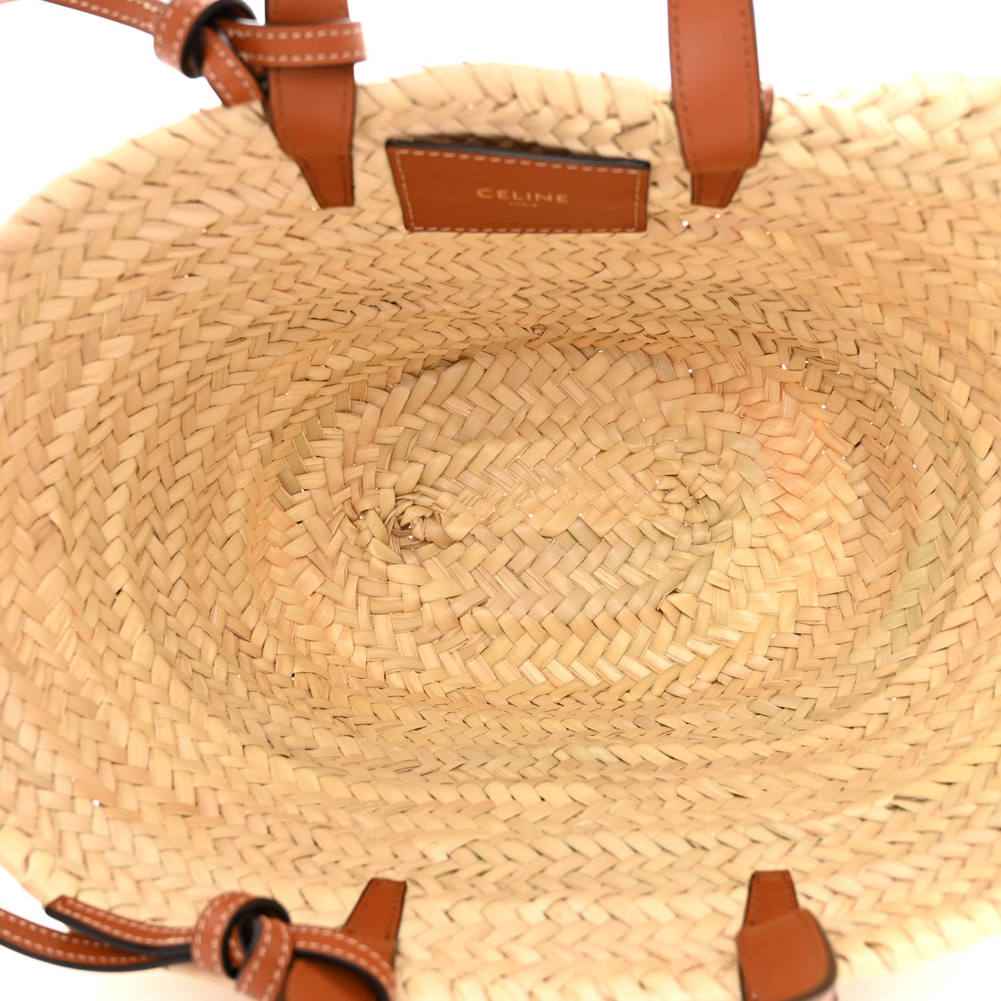 Raffia Calfskin Triomphe Teen Panier Tan