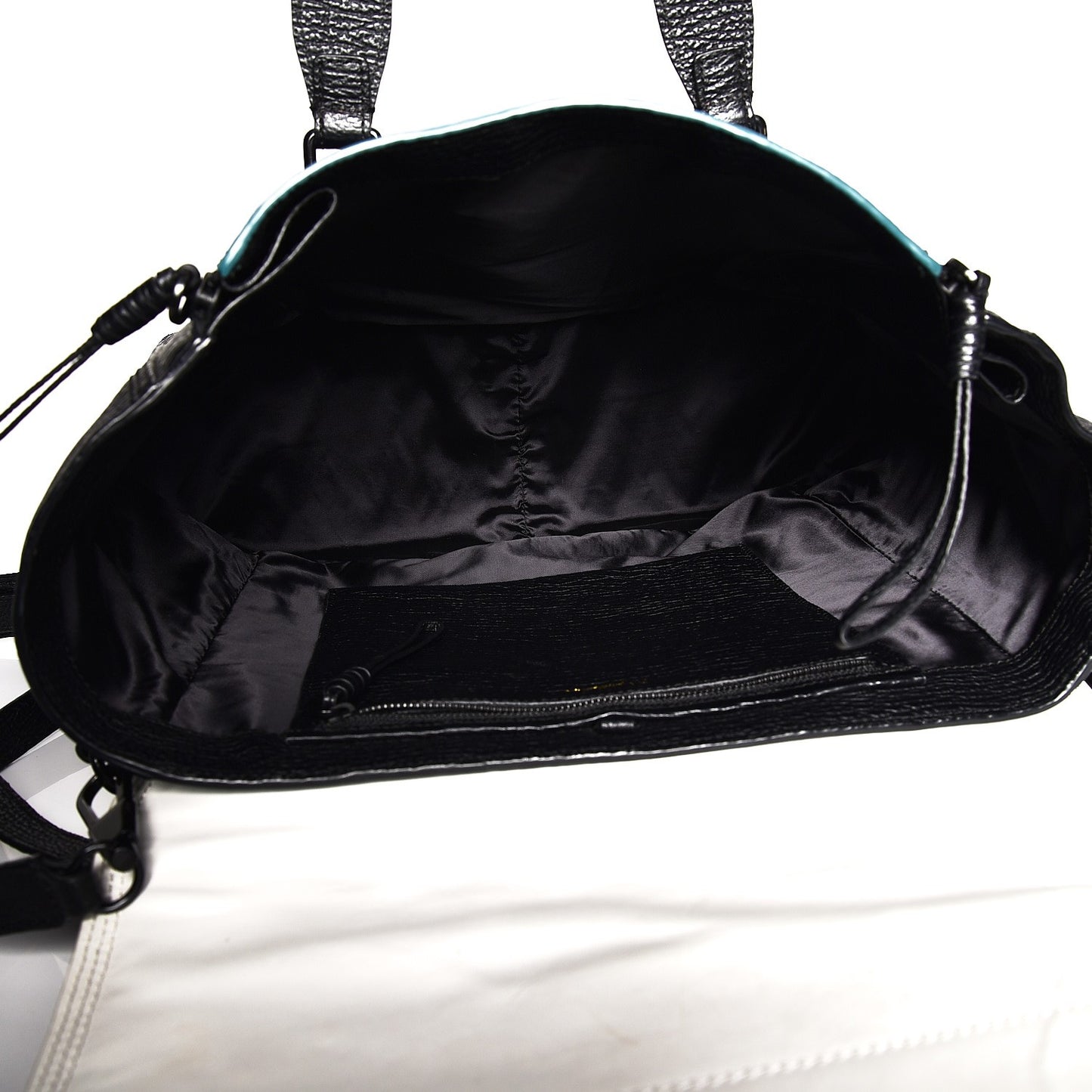 3.1 Textured Calfskin Colorblock Large Pashli Satchel Dark Teal
