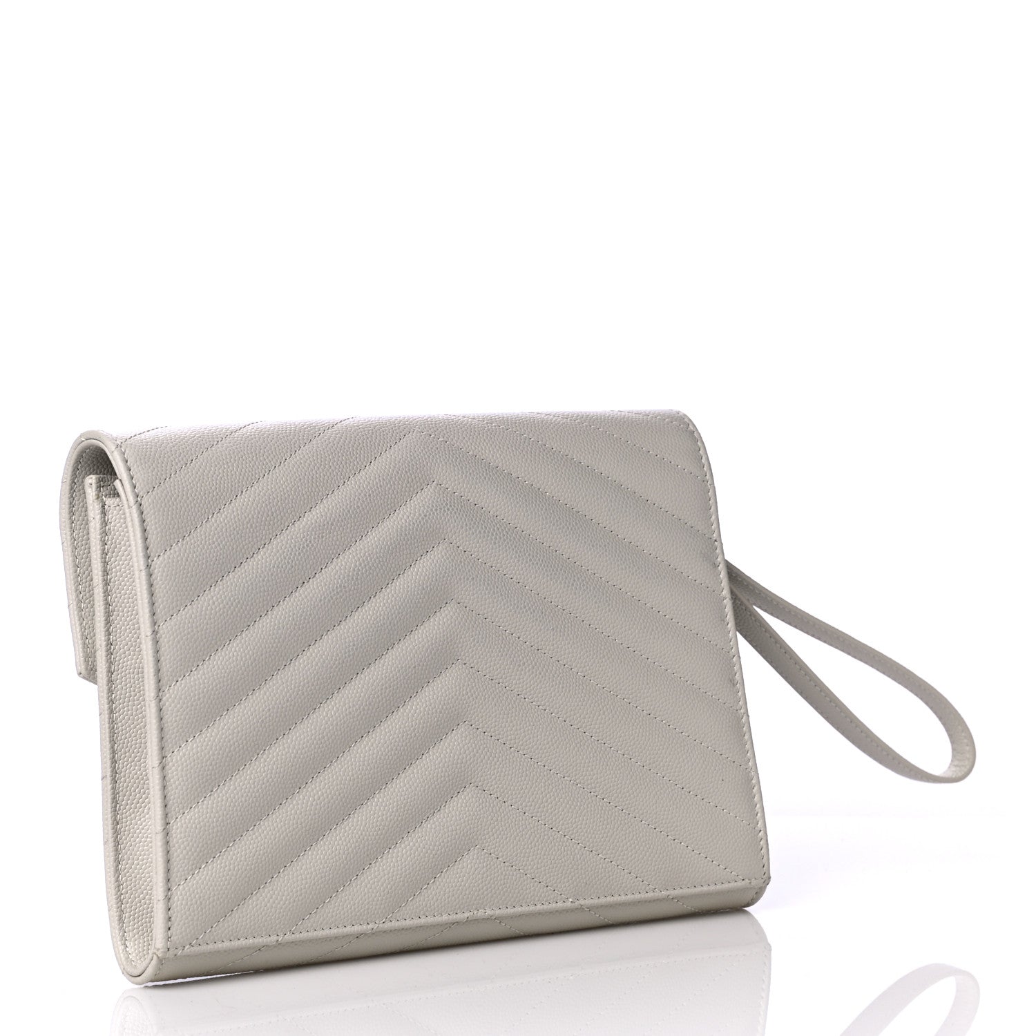 Saint Laurent Grain De Poudre Matelasse Chevron Monogram Envelope Clutch Blanc Vintage 2 of 4