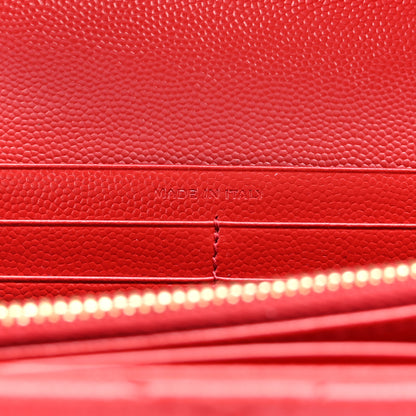 Saint Laurent Grain De Poudre Matelasse Chevron Monogram Flap Wallet Red 7 of 9