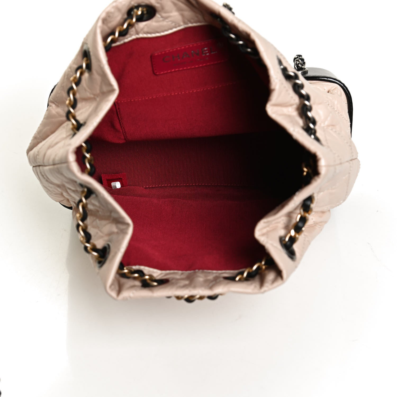Chanel Aged Calfskin Quilted Small Gabrielle Backpack Beige Black 5 of 12