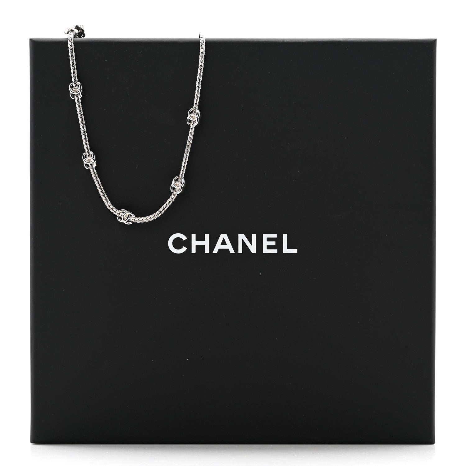 Chanel Metal CC Short Chain Necklace Silver 6 of 6