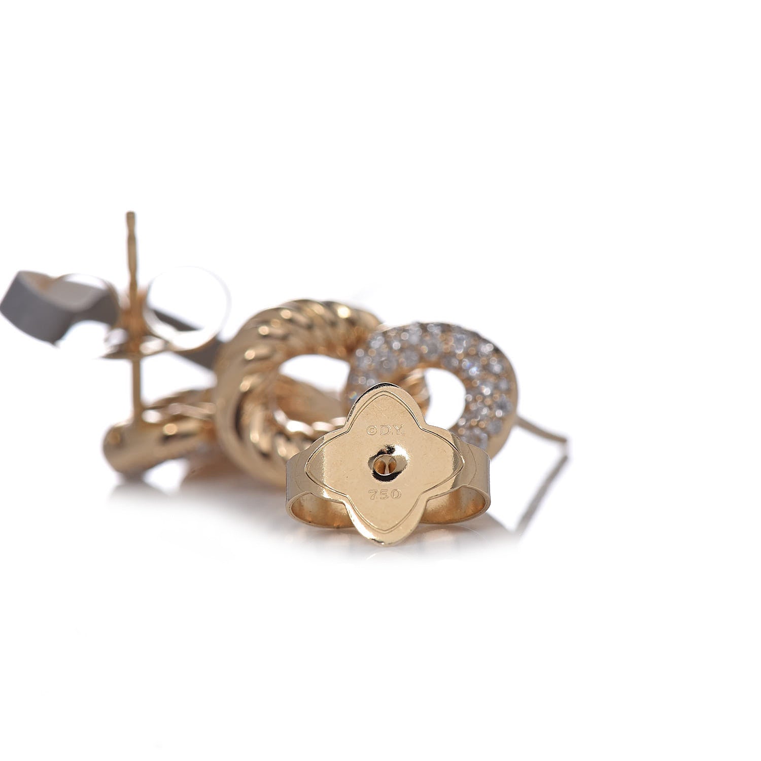 David Yurman 18K Yellow Gold Diamond Extra Small Belmont Curb Link Drop Earrings 4 of 6