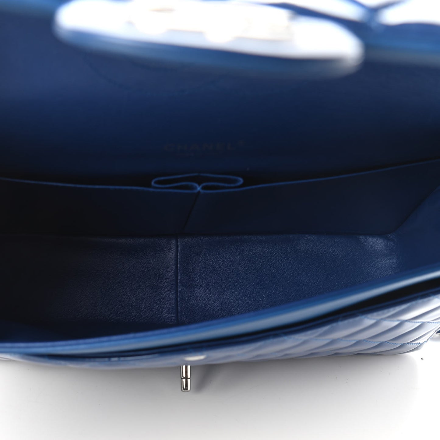 Patent Quilted Maxi Double Flap Blue