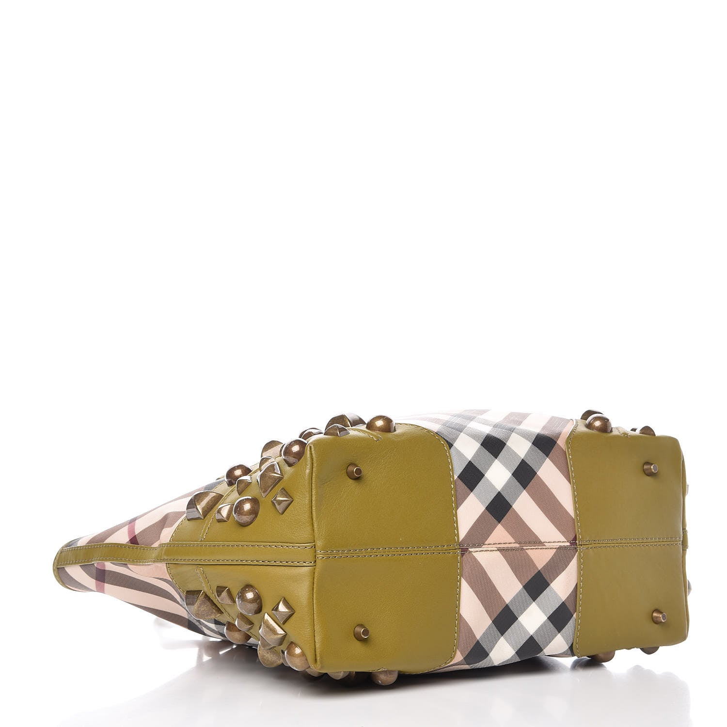 Burberry Nova Check Mega Stud Nickie Tote Green 4 of 17