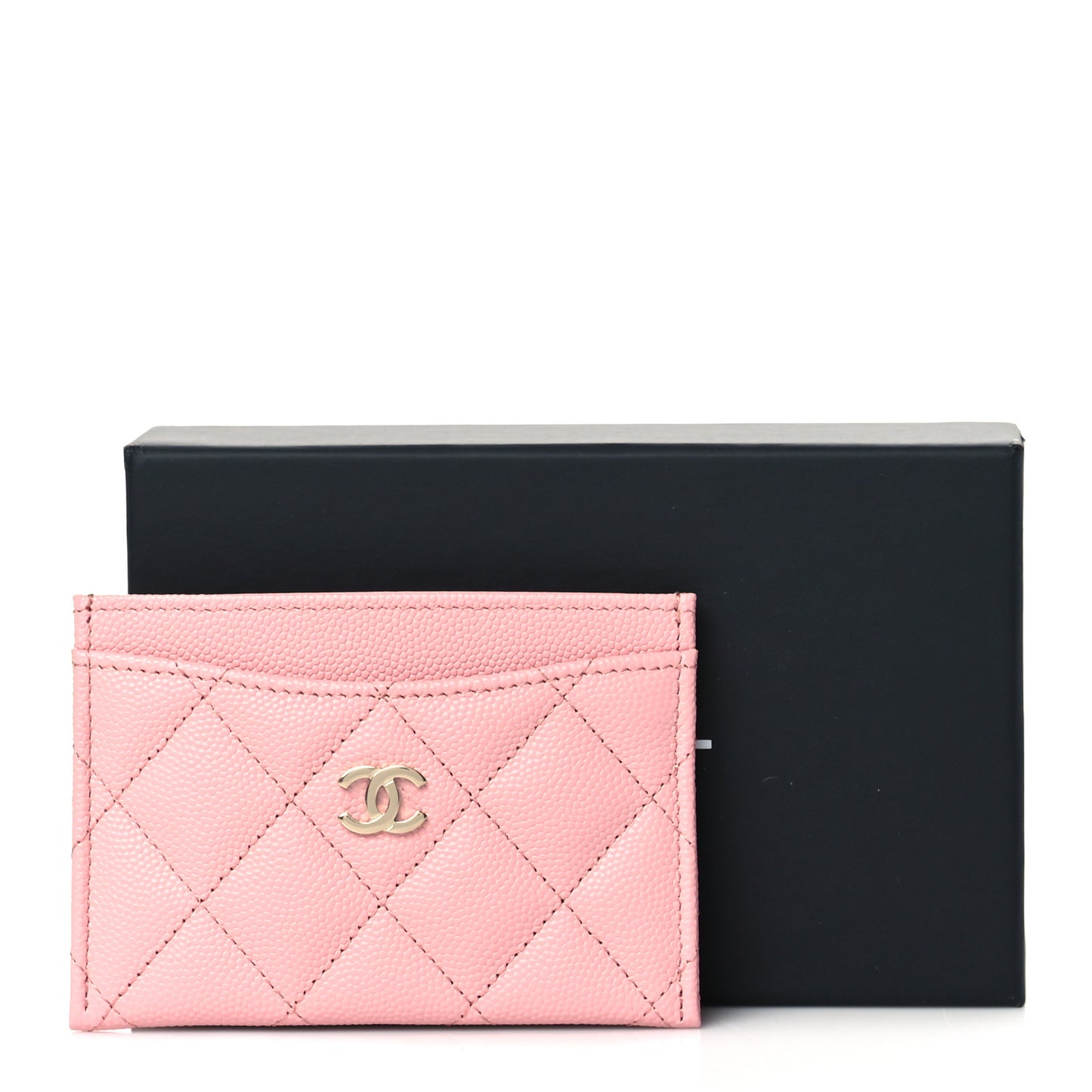 Caviar Quilted Card Holder Pink