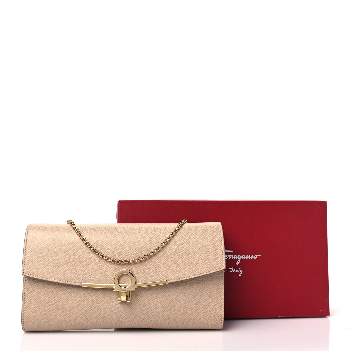 Hammered Calfskin Gancini Icona Mini Bag Macadamia