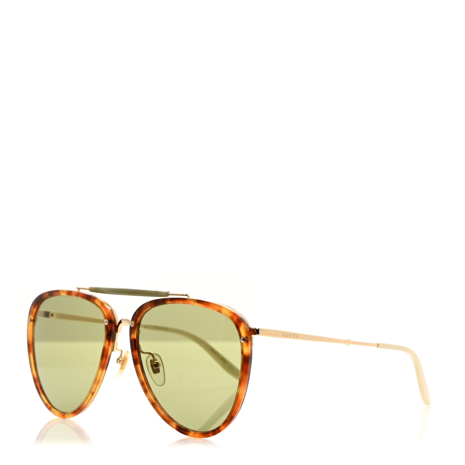 Gucci Aviator Sunglasses GG0672S Havana Gold Green 1 of 8