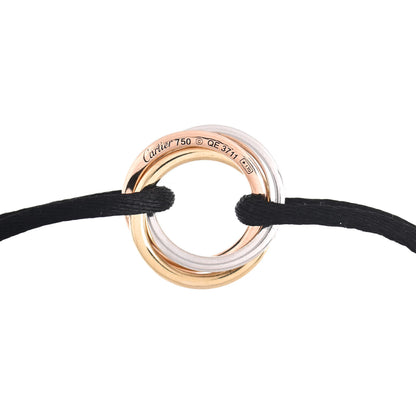 Cartier 18K White Yellow Pink Gold Diamond Trinity Cord Bracelet Black 4 of 5