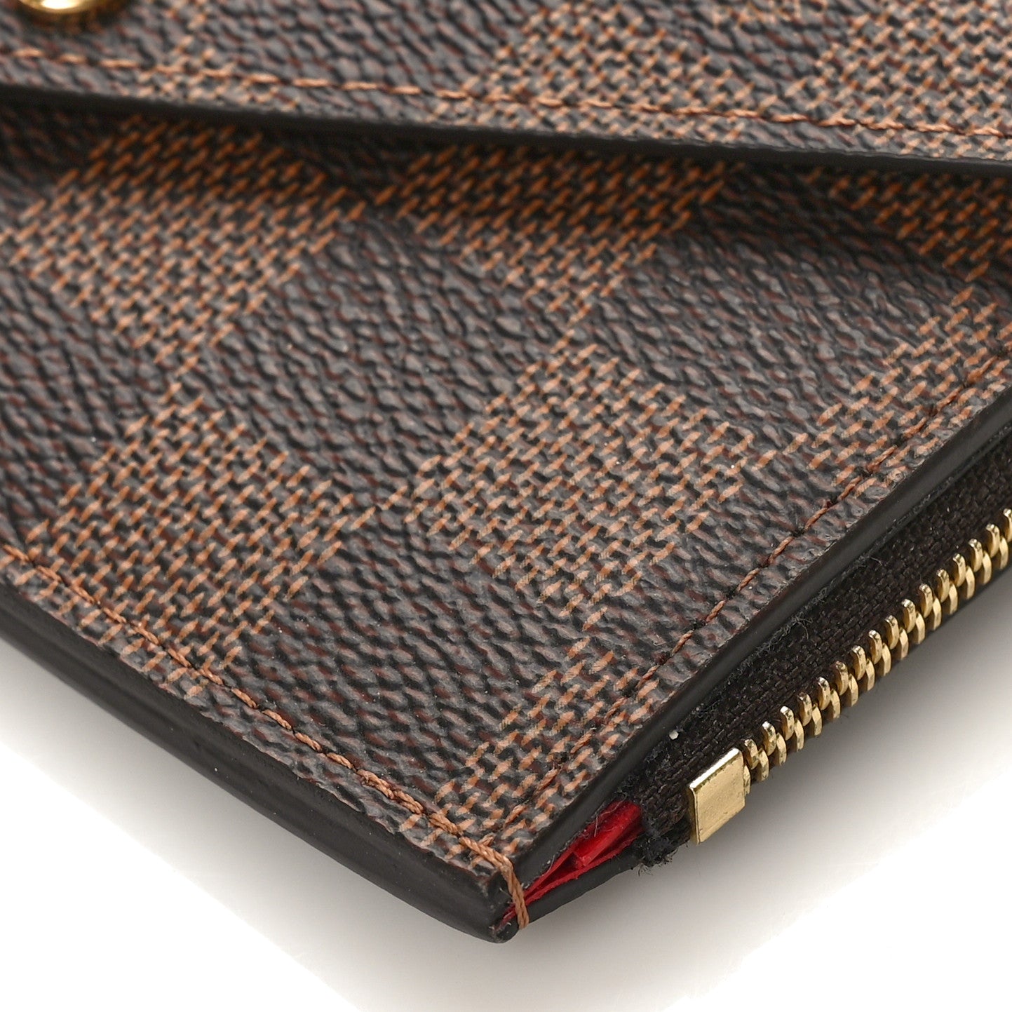 Damier Ebene Recto Verso Card Holder Red