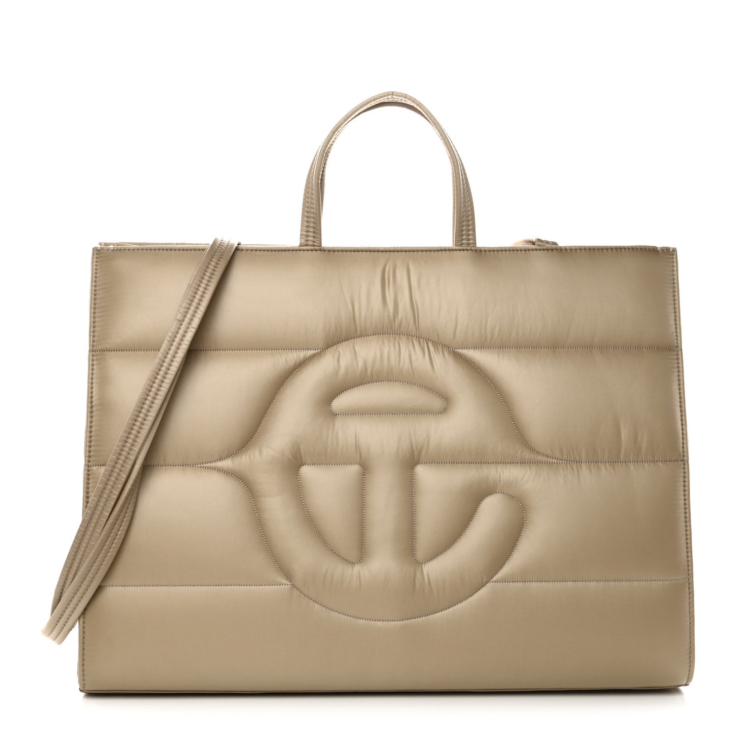 Nylon Large Puff Shopping Bag Cream