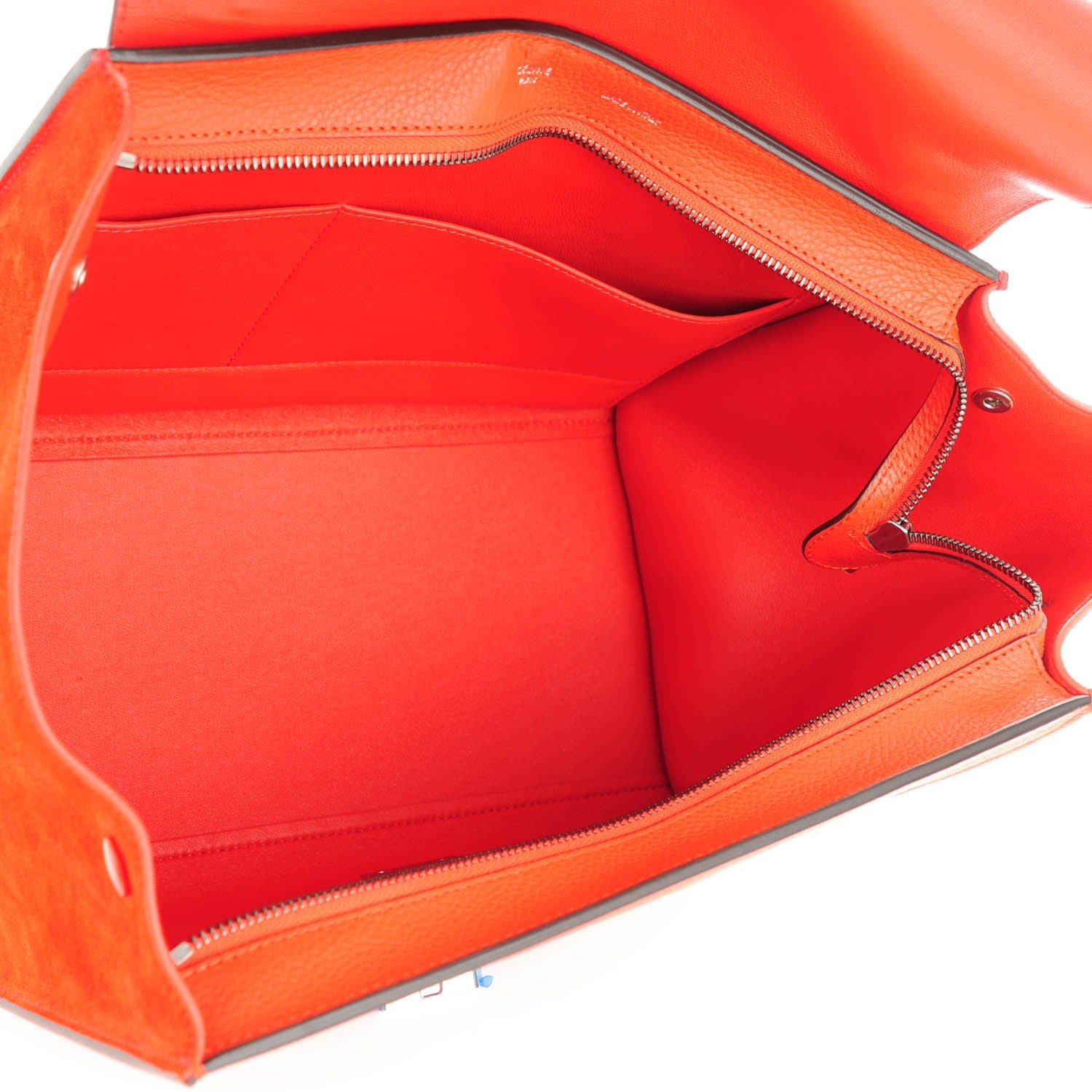 Celine Drummed Calfskin Suede Medium Trapeze Vermillion 5 of 7