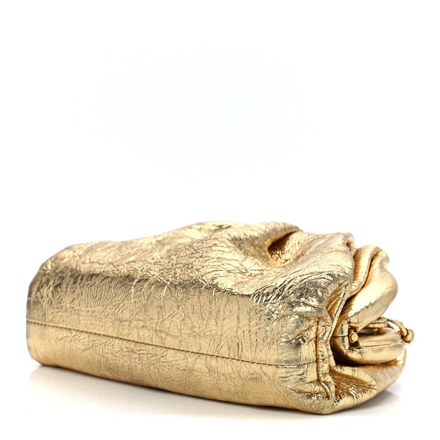 Bottega Veneta Metallic Crinkled Lambskin The Mini Pouch Oro 10 of 13
