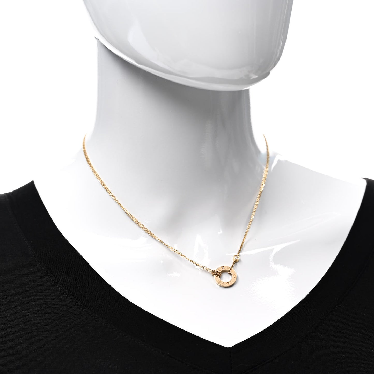 18K Yellow Gold 2 Diamond LOVE Necklace