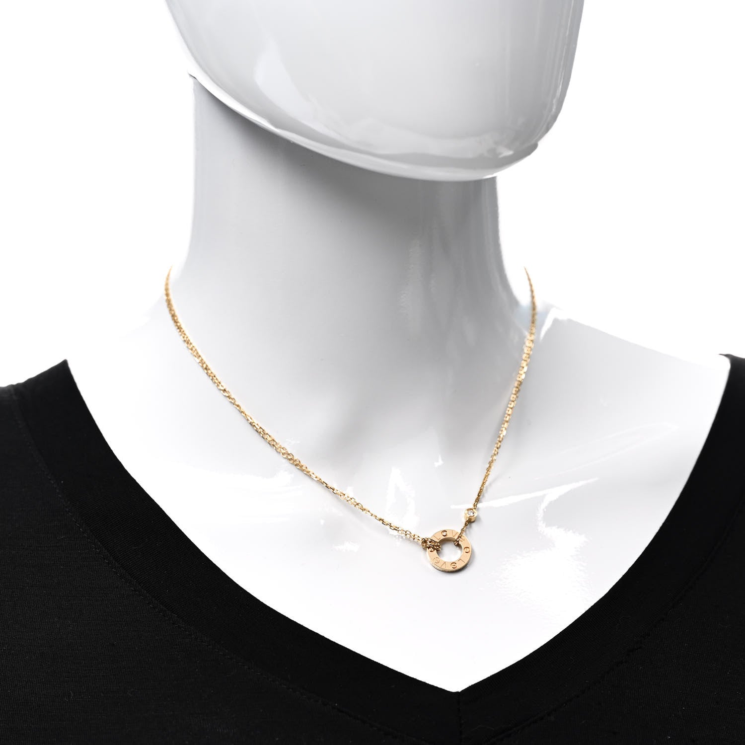 Cartier 18K Yellow Gold 2 Diamond LOVE Necklace 2 of 4