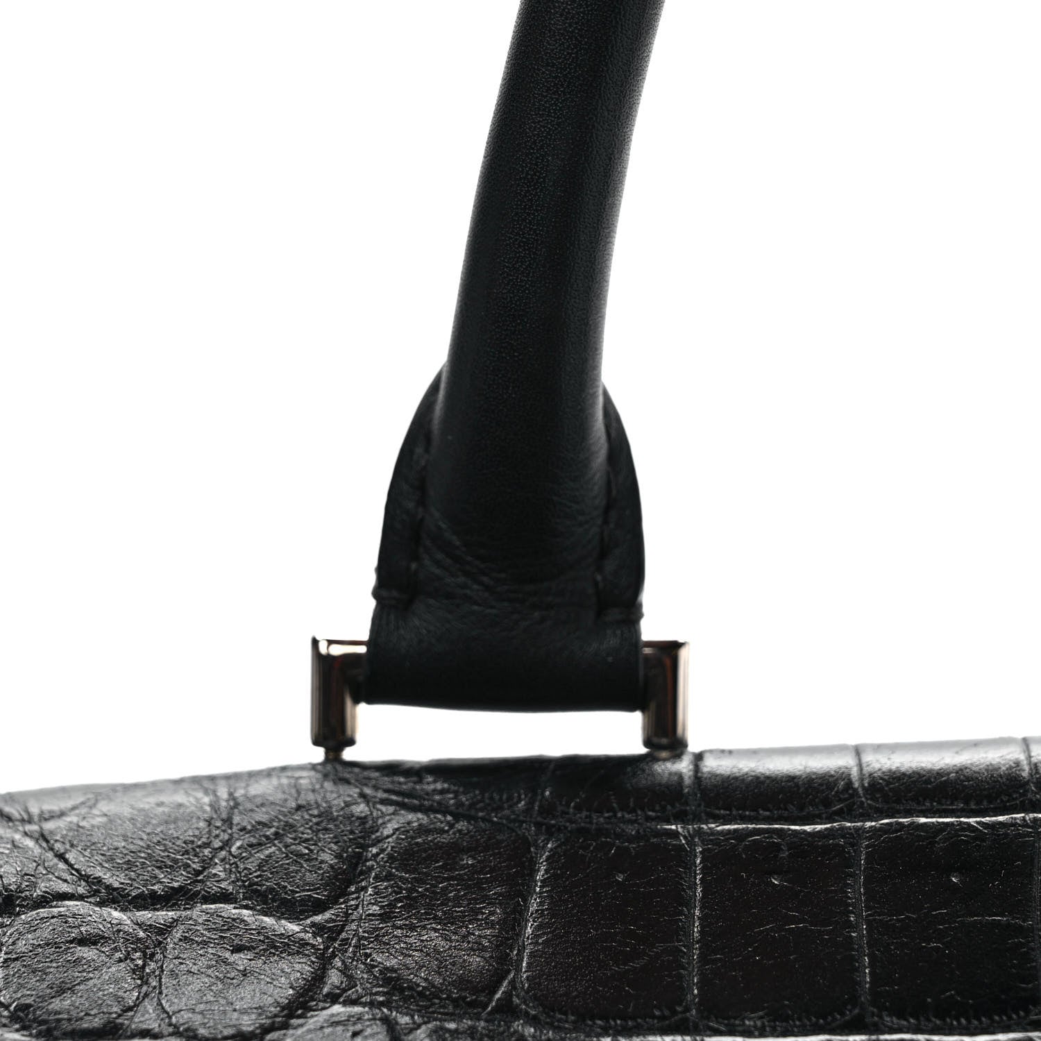 Givenchy Calfskin Crocodile Embossed Medium Shark Lock Satchel Black 11 of 11