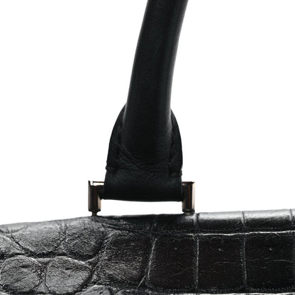 Givenchy Calfskin Crocodile Embossed Medium Shark Lock Satchel Black 11 of 11