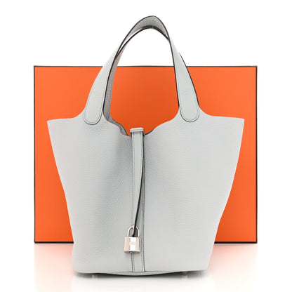 Hermes Taurillon Clemence Picotin Lock 22 MM Bleu Pale 11 of 11