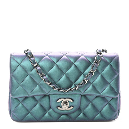 Chanel Iridescent Lambskin Quilted Mini Rectangular Flap Turquoise 1 of 10