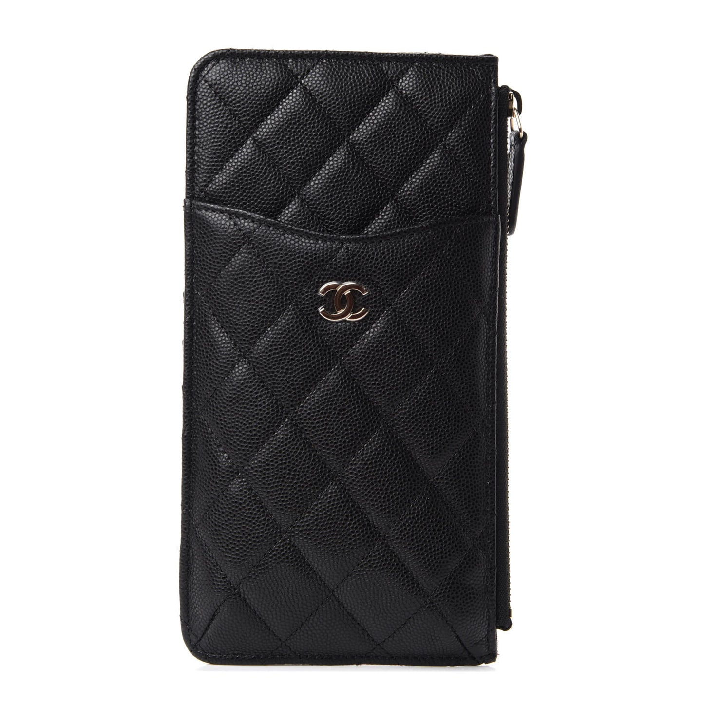 Caviar Quilted Classic Flat Wallet Pouch Black