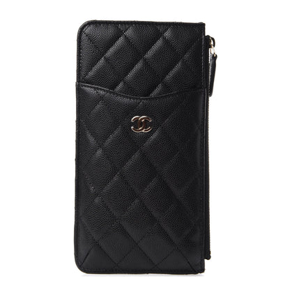 Chanel Caviar Quilted Classic Flat Wallet Pouch Black 1 of 8