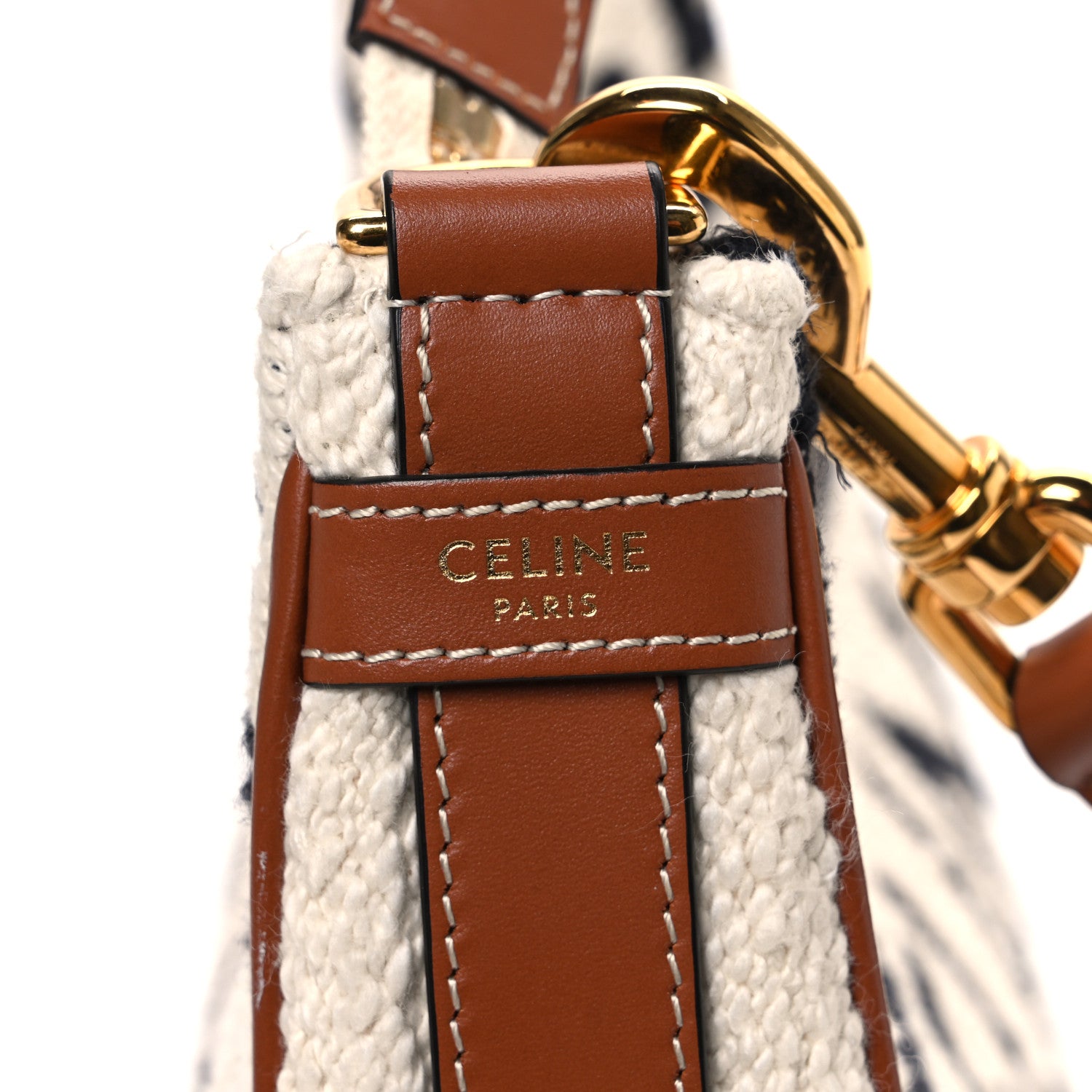 Celine Textile Medium Ava Shoulder Bag White Black 6 of 12