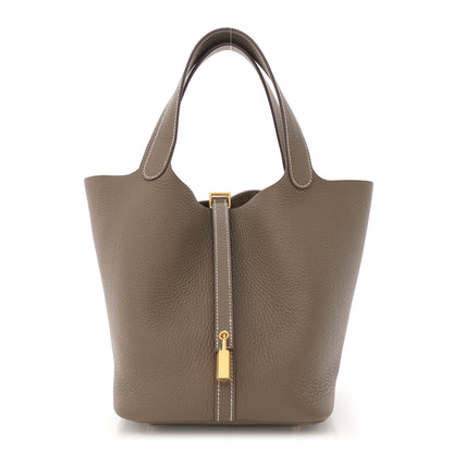 Hermes Taurillon Clemence Picotin Lock 22 MM Etoupe 1 of 10