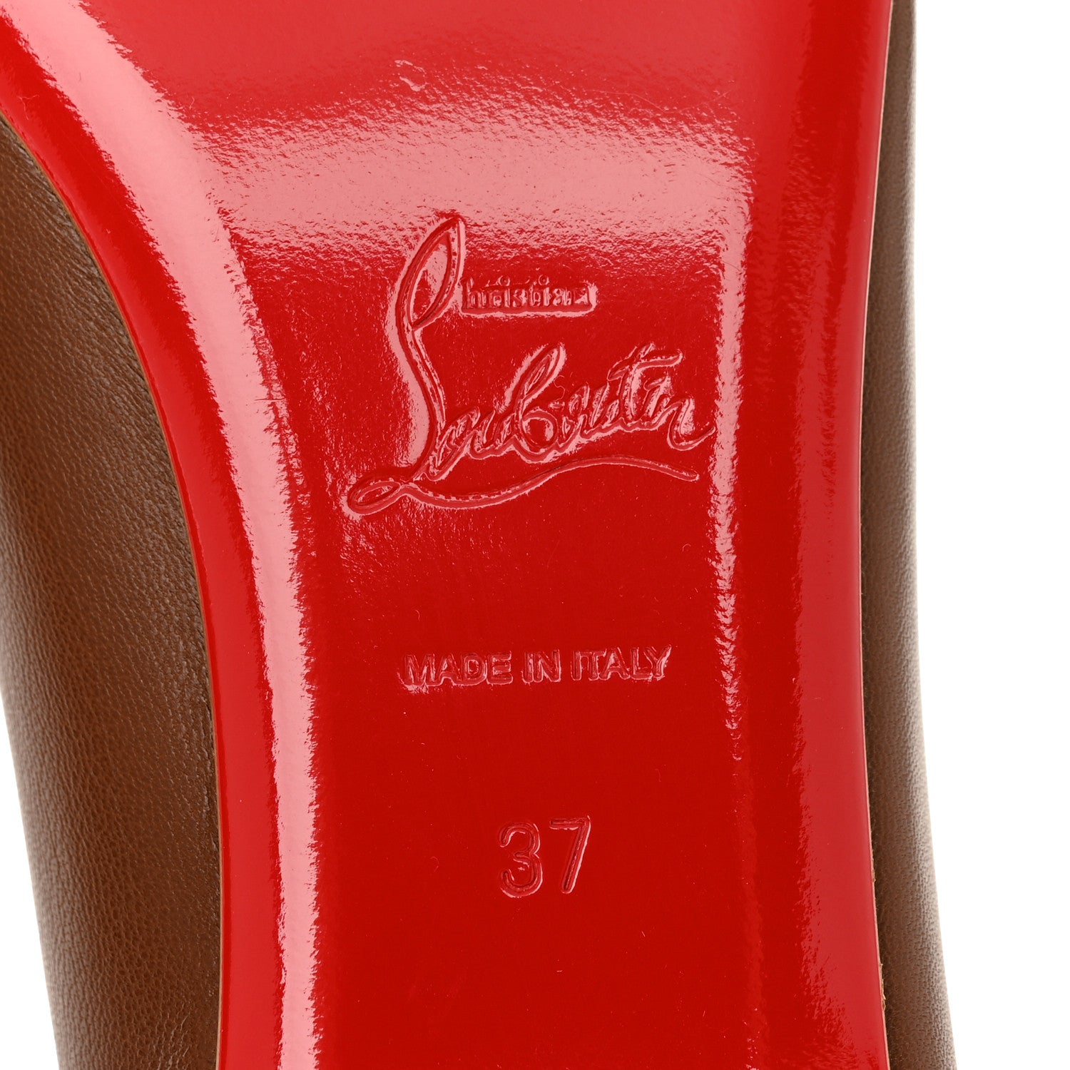 Christian Louboutin Shiny Nappa Ballalla Flats 37 Brown 8 of 9