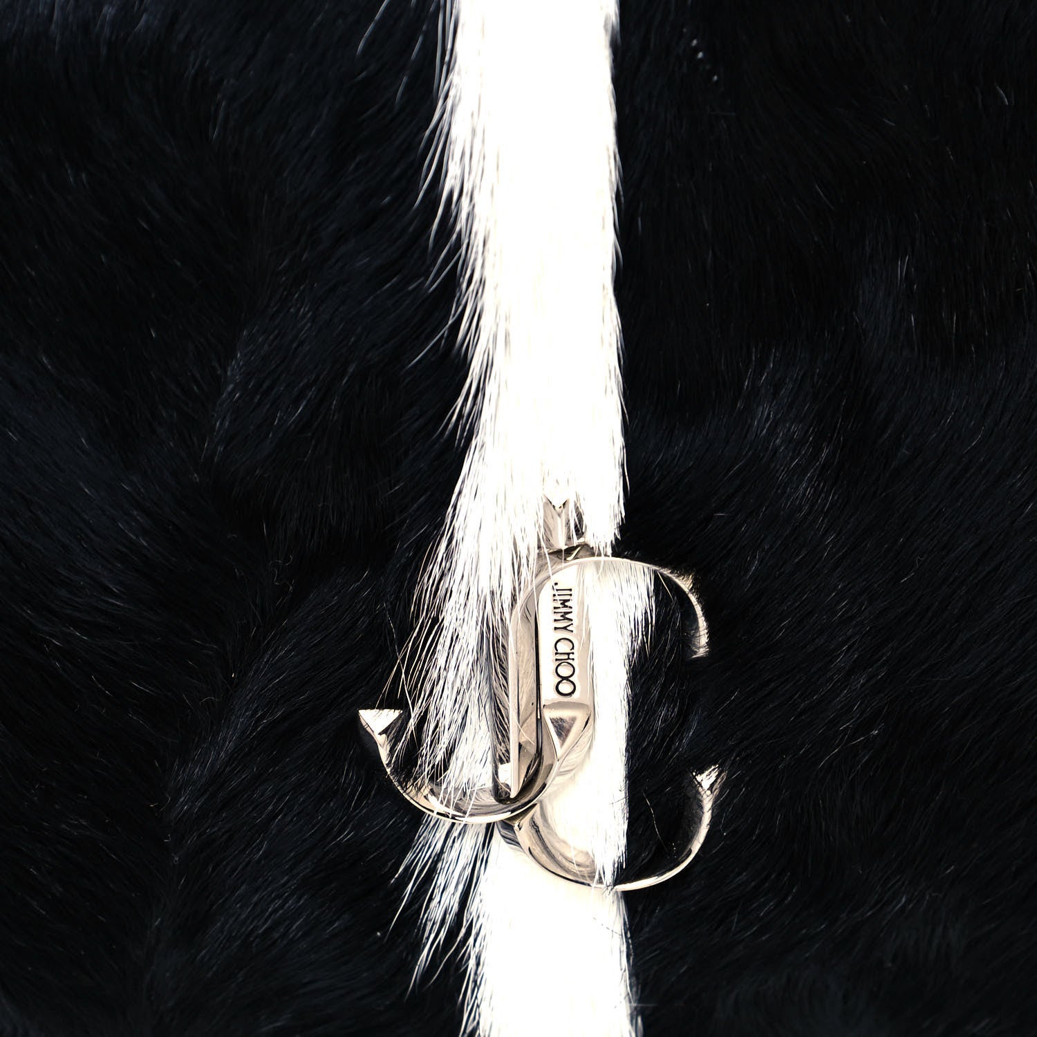Jimmy Choo Pony Hair Striped Chain Clutch Black White 8 of 10
