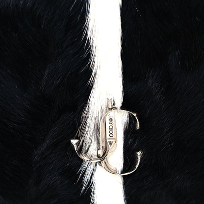 Jimmy Choo Pony Hair Striped Chain Clutch Black White 8 of 10