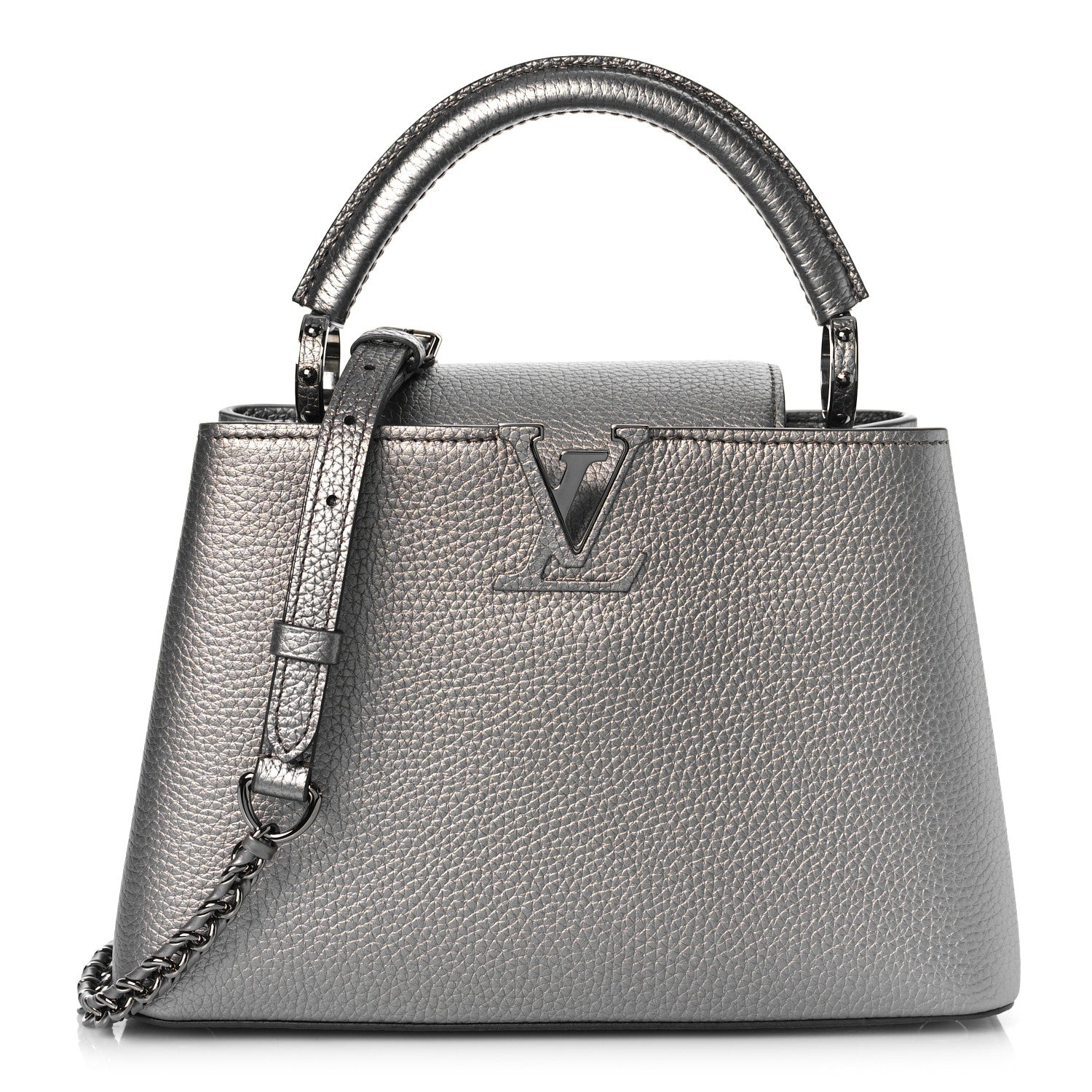 Louis Vuitton Metallic Calfskin Capucines BB Etain 1 of 9
