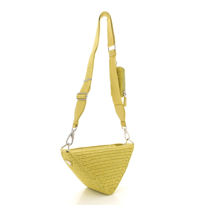 Prada Yarn Raffia Effect Crochet Triangle Shoulder Bag Cedro 3 of 11