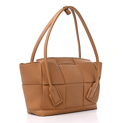 Bottega Veneta Grained Calfskin Maxi Intrecciato Arco Caramel 3 of 10