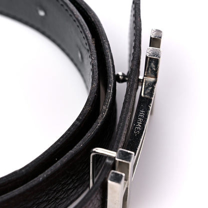 Hermes Box Togo 32mm Au Carre H Belt 80 32 Black Brown 5 of 6