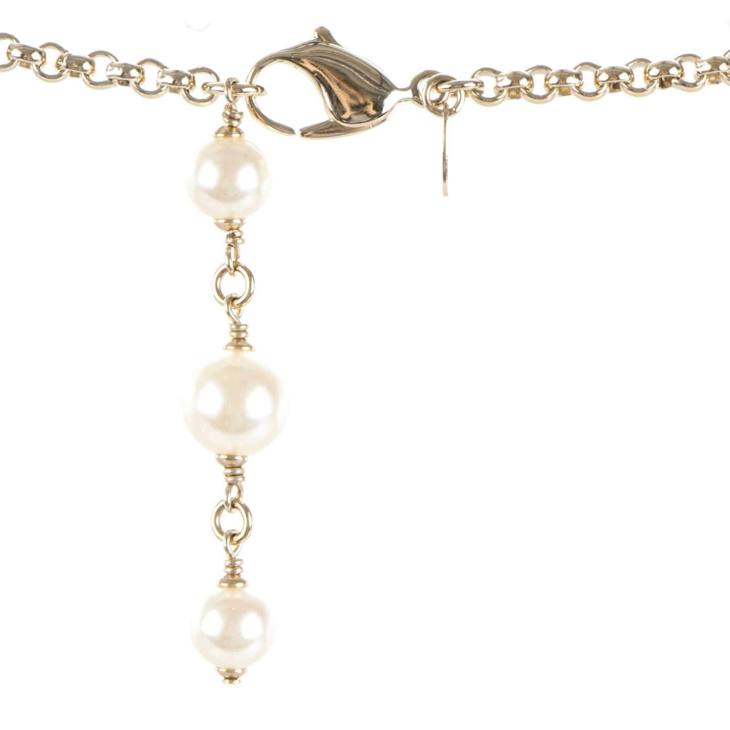 Enamel Pearl CC Long Necklace Gold