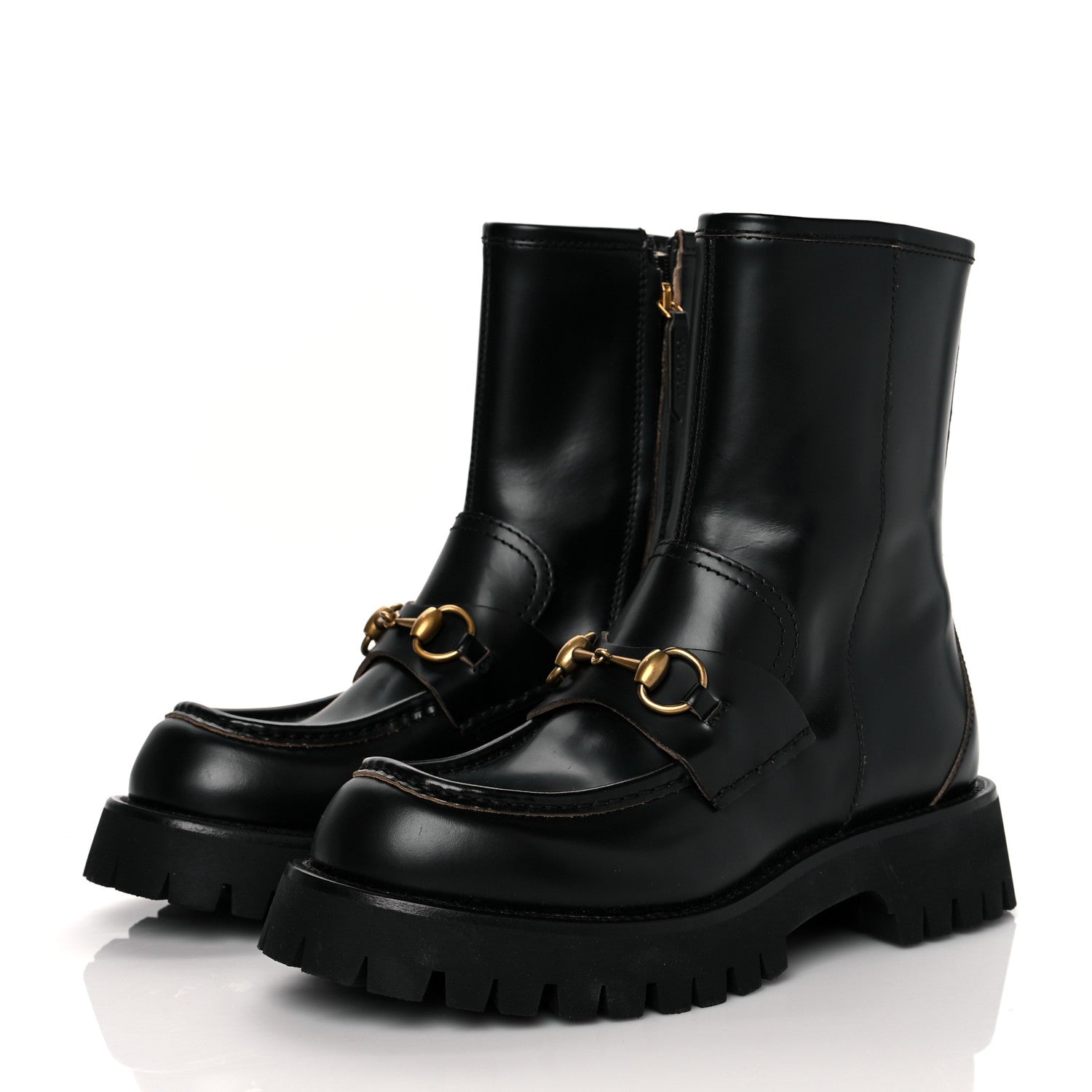Gucci Cordovan Lux Womens Harald Horsebit 25mm Platform Boots 38.5 Black 3 of 10