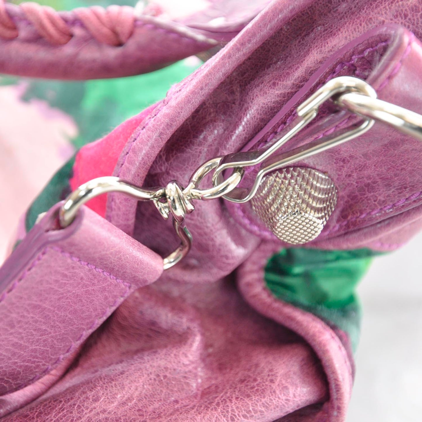 Agneau Canvas Floral Giant 21 Silver Hardware City Magenta