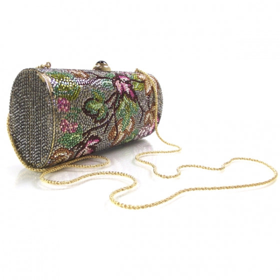 Judith Leiber Swarovski Crystal Floral Minaudiere Clutch Gold 3 of 8