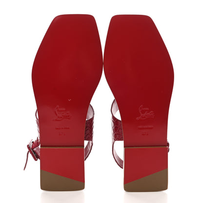 Christian Louboutin Calfskin Alligator Embossed Cubongo Flat Sandals 37.5 Persan 5 of 8
