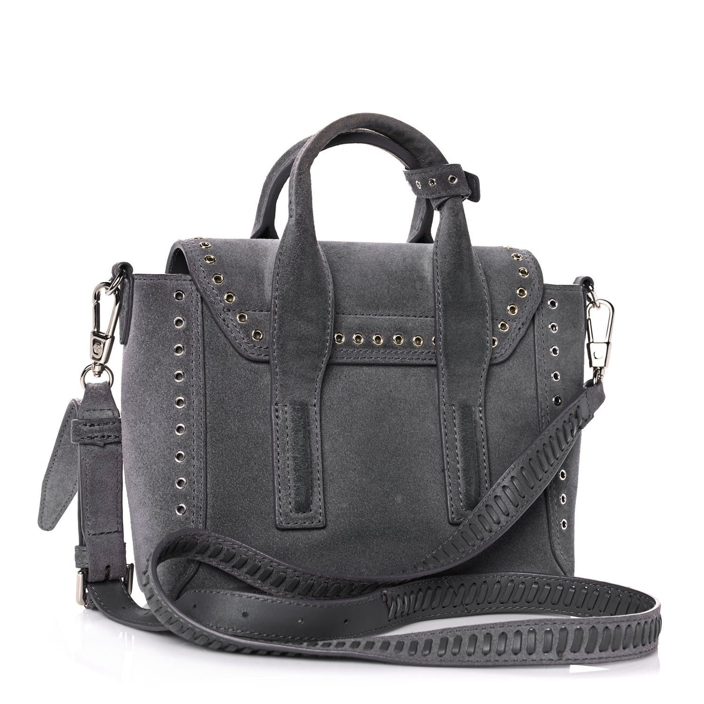 Suede Eyelet Mini Pashli Satchel Grey