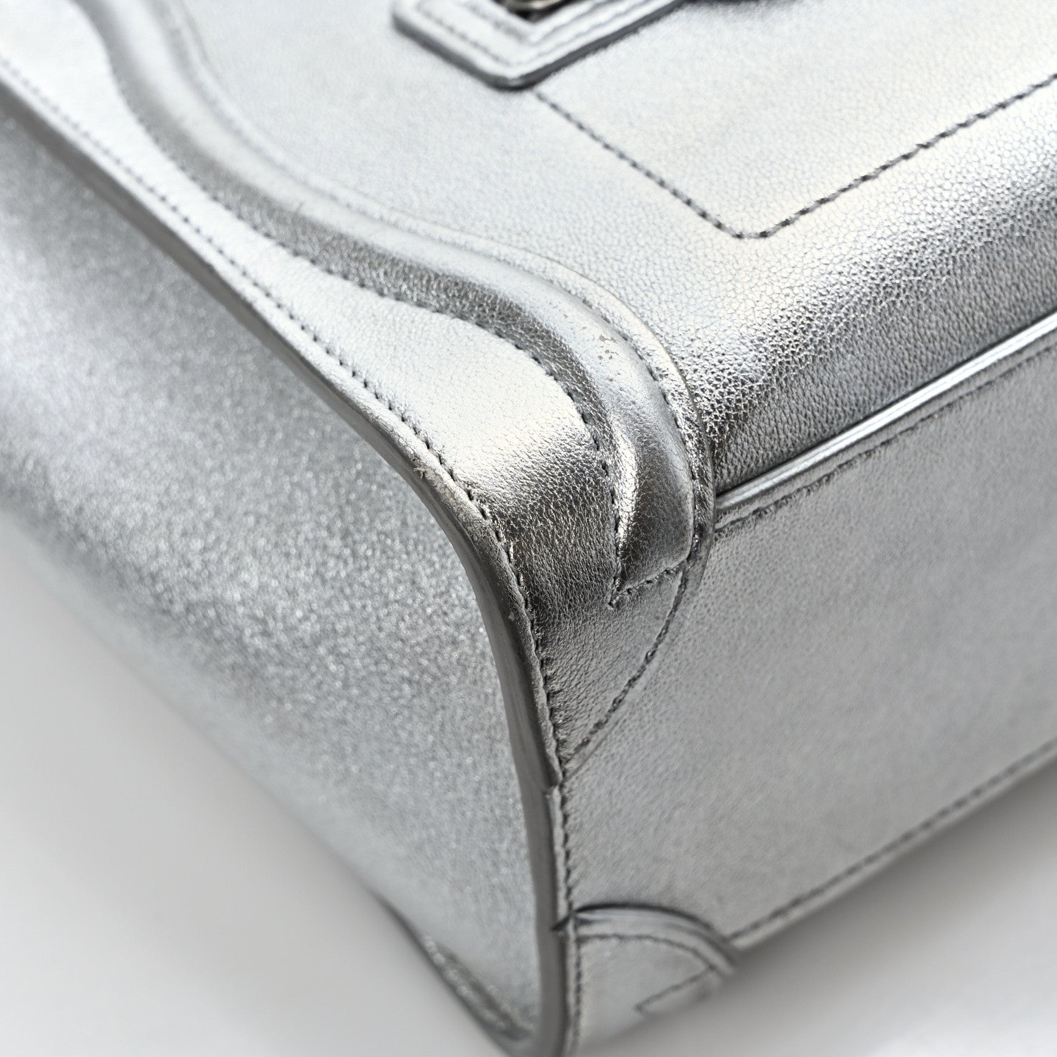Celine Laminated Lambskin Nano Luggage Silver 10 of 11